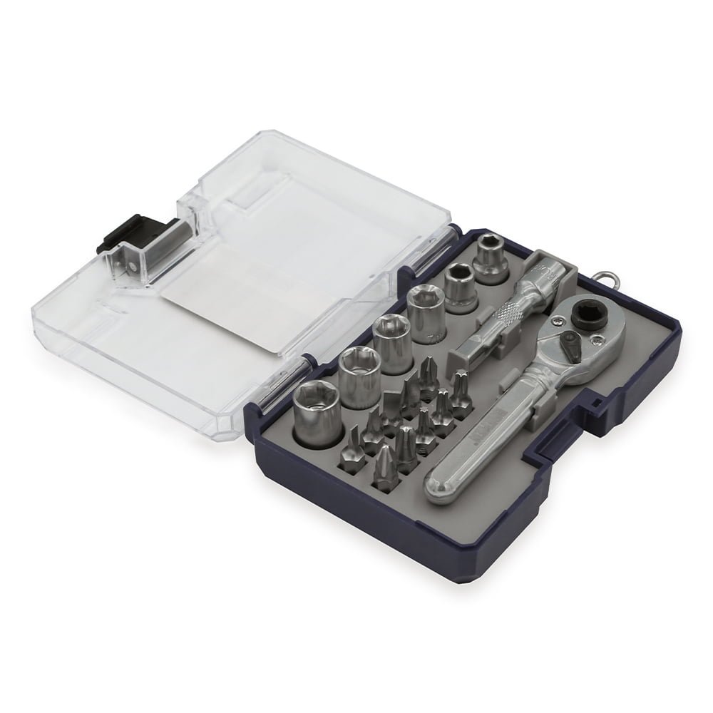 JUEGO LLAVE CRIQUE 1/4" CON BOCALLAVES Y PUNTAS (18 PZS) BREMEN®