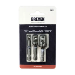 ADAPTADOR IMPACTO 1/4" Hexagonal x 1/4" 3/8" 1/2" Cuadrado Macho ( 50mm) [3 unid] BREMEN®