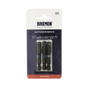 ADAPTADOR IMPACTO 1/4" Hexagonal x 1/4" Cuadrado Macho ( 50mm) [3 unid] BREMEN®