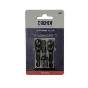 ADAPTADOR IMPACTO 1/4" Hexagonal x 3/8" Cuadrado Macho ( 50mm) [3 unid] BREMEN®