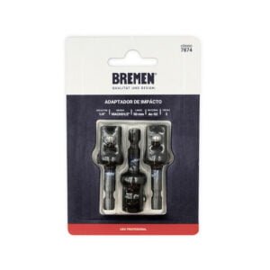 ADAPTADOR IMPACTO 1/4" Hexagonal x 1/2" Cuadrado Macho ( 50mm) [3 unid] BREMEN®