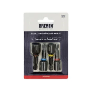 BOQUILLA MAGNETICA DE IMPACTO 1/4" 5/16" 3/8" 7/16" x 48mm [Blister 4 unid] BREMEN®